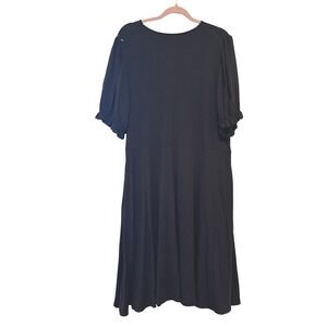Boden sz 16-18 black V neck short sleeve stretchy minimalist dress K